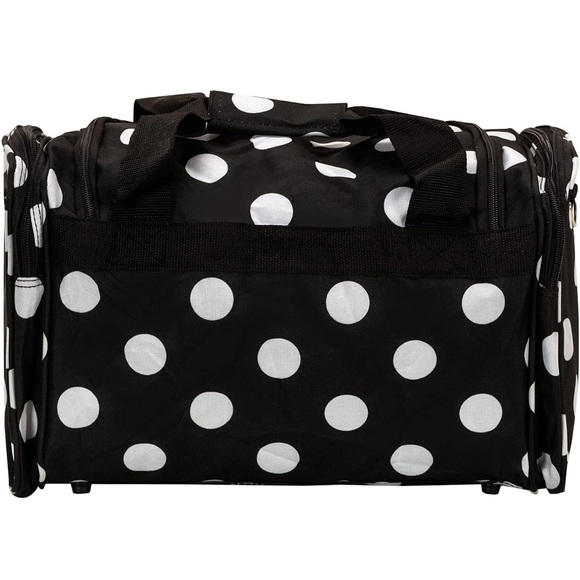 Classic Black and White Polka Dot Duffel Bag - Picture 2 of 7